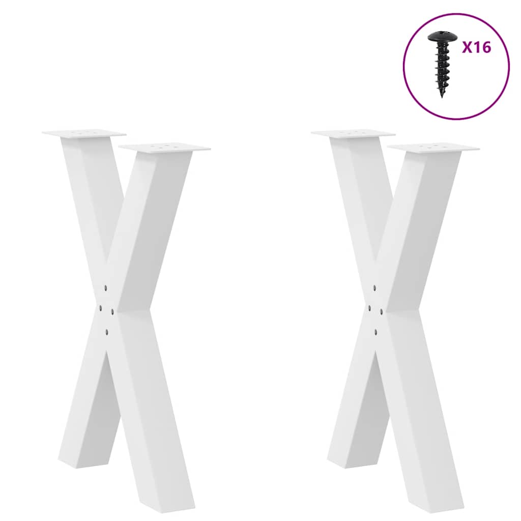 Pieds de table à manger en forme de X, 2 pièces, blanc, 60 x (72-73) cm, acier - XIOS