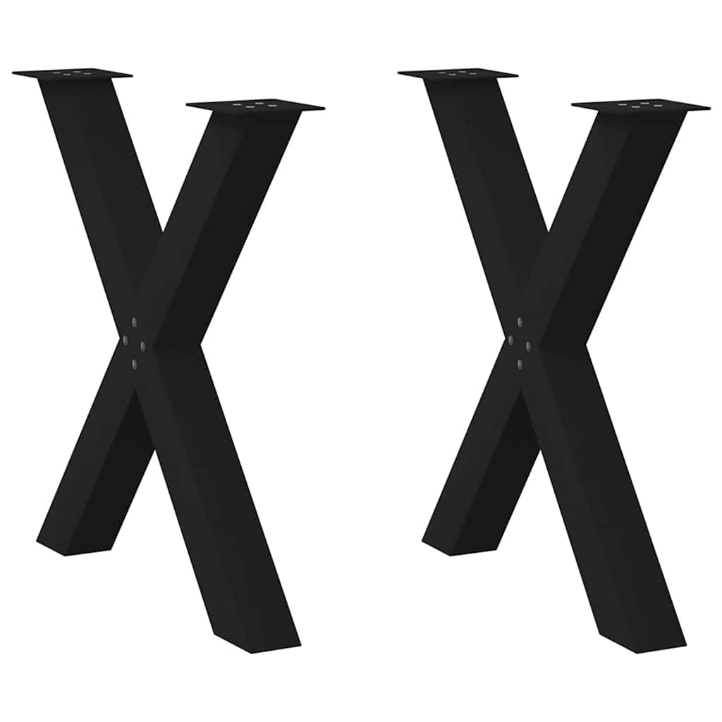Pieds de table à manger en forme de X, 2 pièces, noir, 70 x (72-73) cm, acier - XIOS