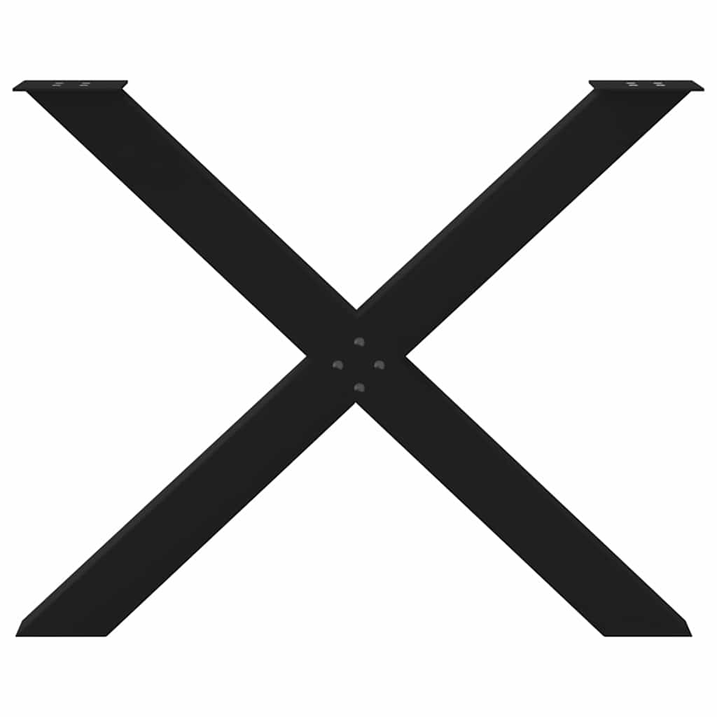 Pieds de table à manger en forme de X, 2 pièces, noir, 90 x (72-73) cm, acier - XIOS