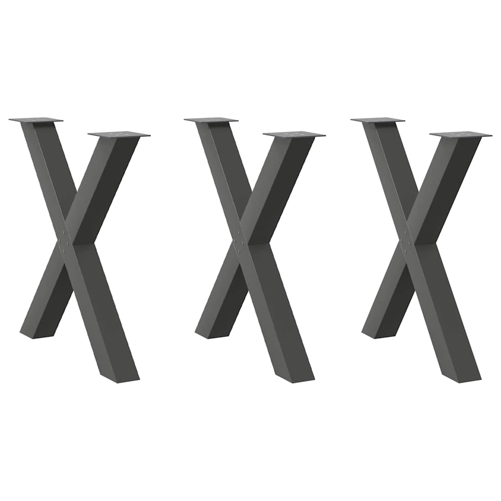 Pieds de table à manger en forme de X 3 pièces Anthracite 80 x (72-73) cm Acier - XIOS
