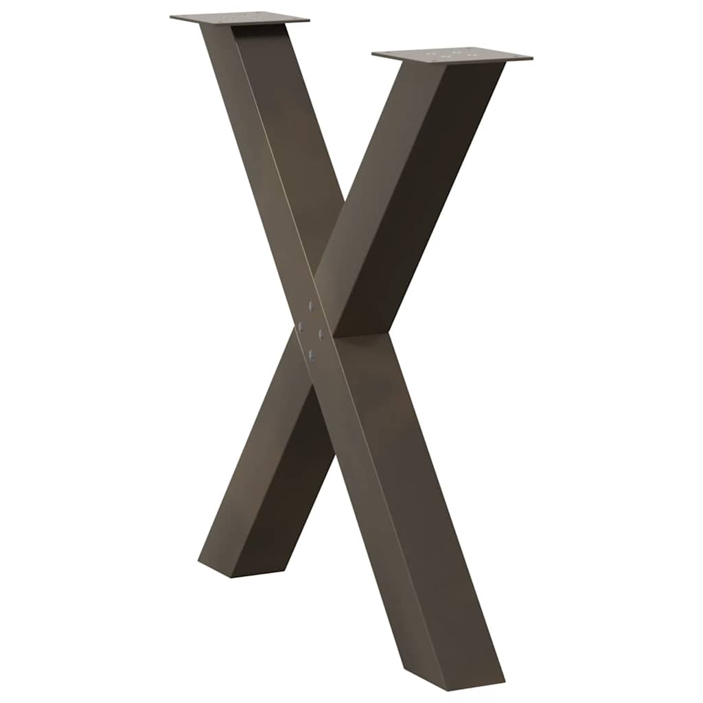 Pieds de table à manger en forme de X, 3 pièces, acier naturel, 80 x (72-73) cm - XIOS