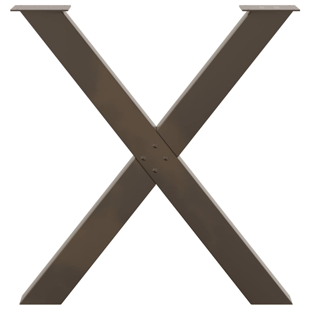 Pieds de table à manger en forme de X, 3 pièces, acier naturel, 80 x (72-73) cm - XIOS
