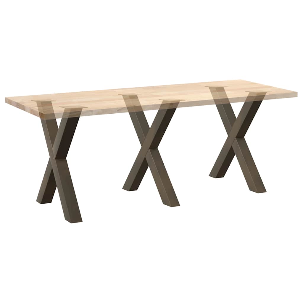 Pieds de table à manger en forme de X, 3 pièces, acier naturel, 80 x (72-73) cm - XIOS