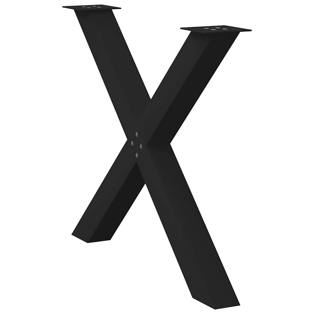 Pieds de table à manger en forme de X, 3 pièces, noir, 90 x (72-73) cm, acier - XIOS