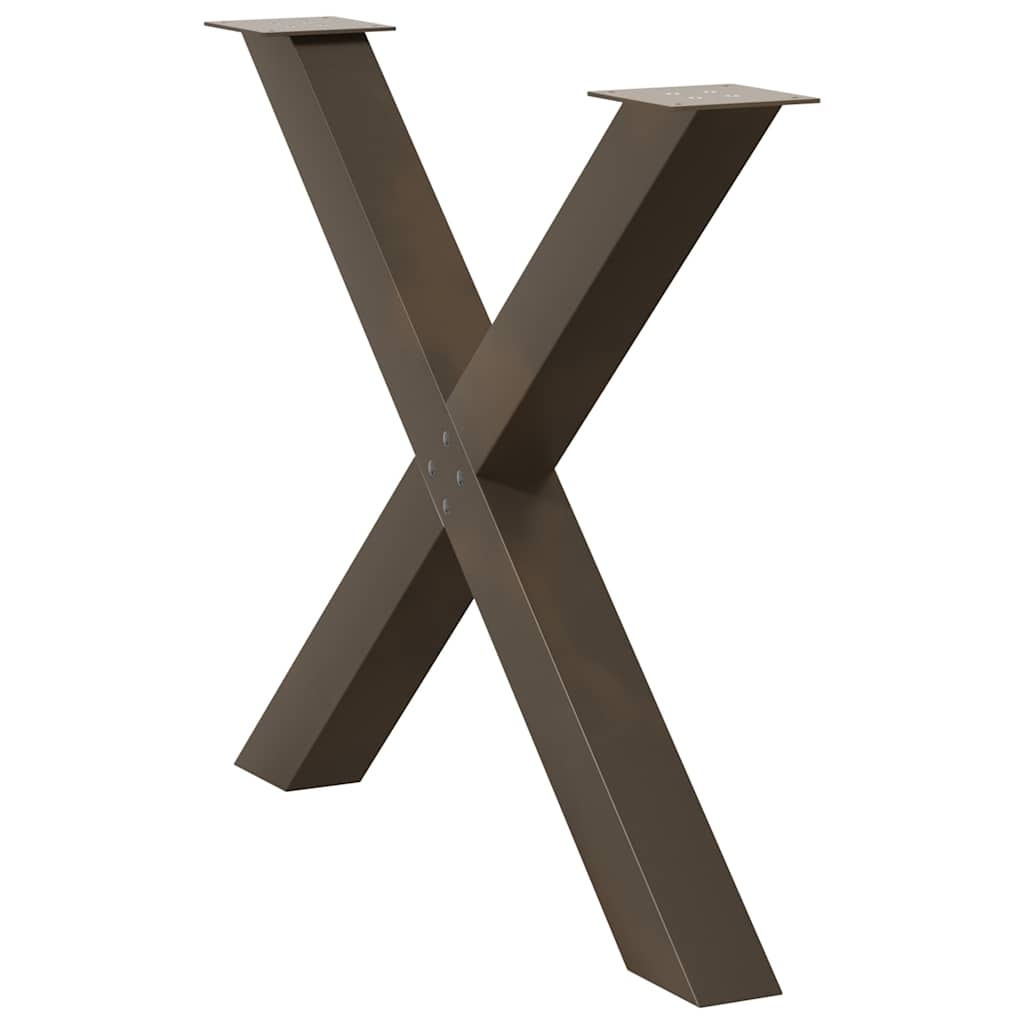 Pieds de table à manger en forme de X, 3 pièces, acier naturel, 90 x (72-73) cm - XIOS