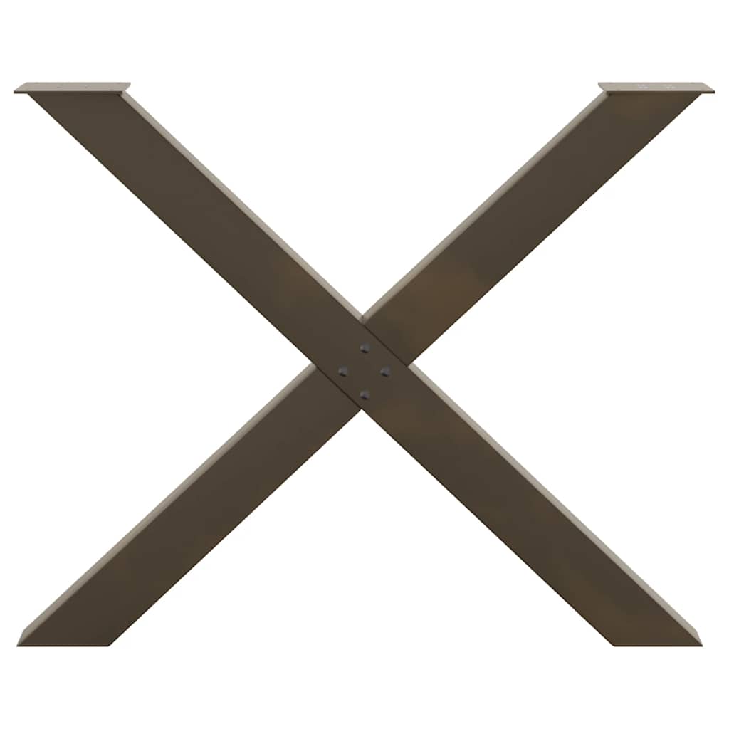 Pieds de table à manger en forme de X, 3 pièces, acier naturel, 90 x (72-73) cm - XIOS