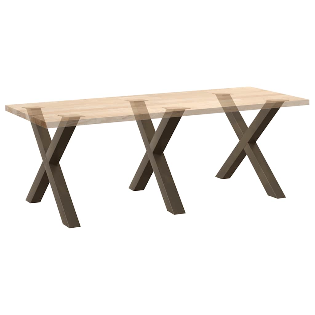 Pieds de table à manger en forme de X, 3 pièces, acier naturel, 90 x (72-73) cm - XIOS