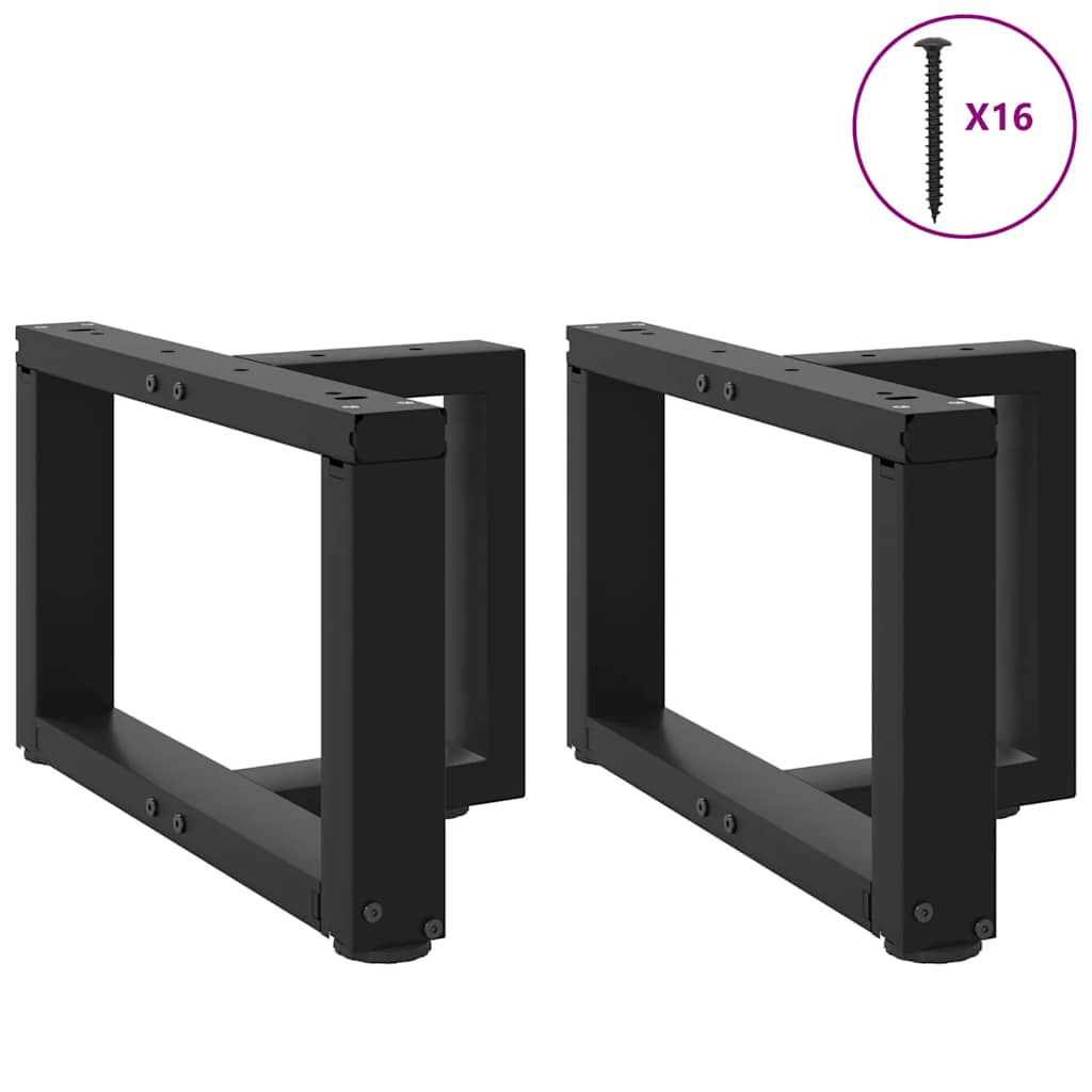 Pieds de table basse en T, 2 pièces, noir, 50 x 25 x (30-31) cm, acier - XIOS