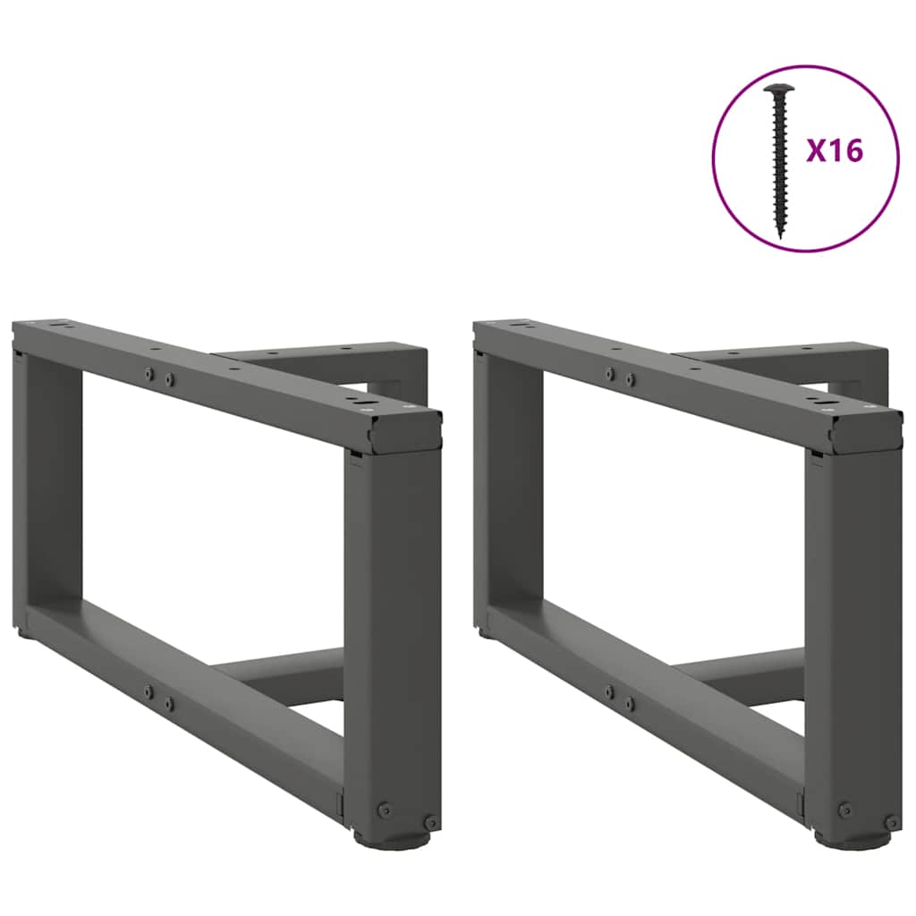 Pieds de table basse en T, 2 pièces, anthracite, 60 x 25 x (30-31) cm, acier - XIOS