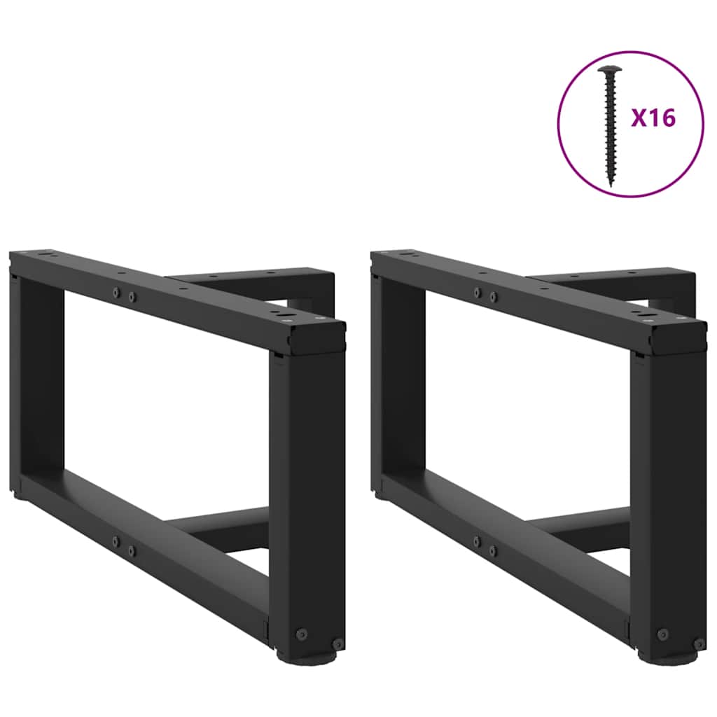 Pieds de table basse en T, 2 pièces, noir, 70 x 25 x (30-31) cm, acier - XIOS