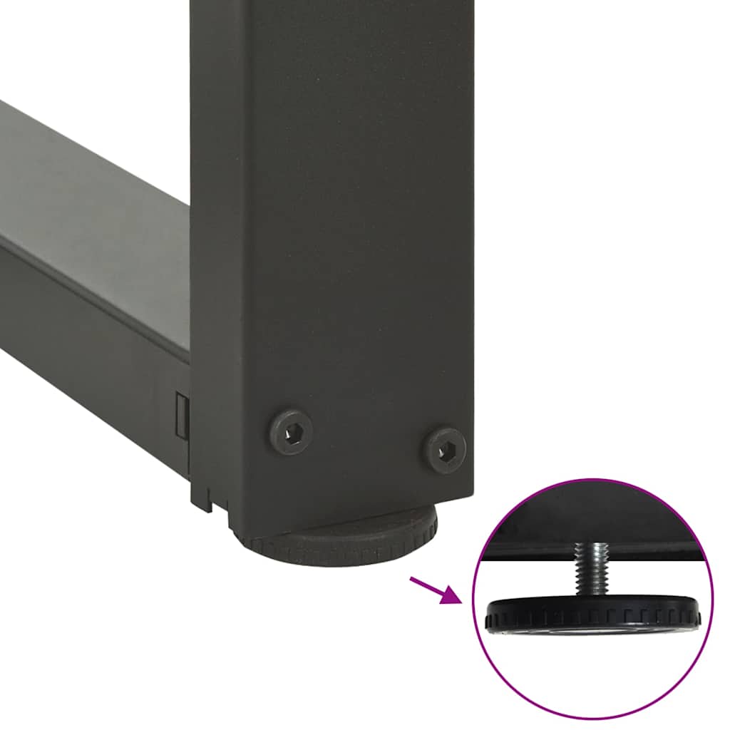 Pieds de table basse en T, 2 pièces, anthracite, 70 x 25 x (42-43) cm, acier - XIOS