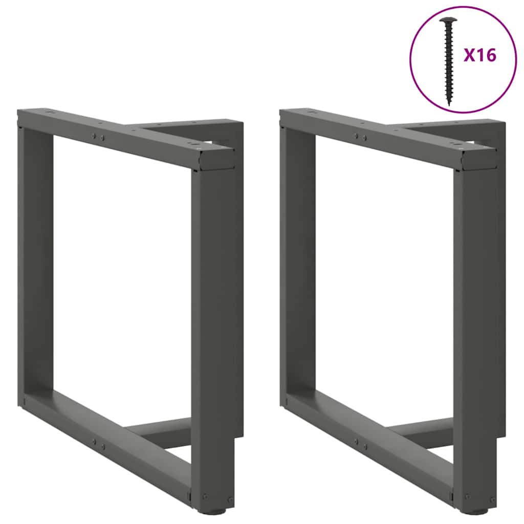 Pieds de table à manger en forme de T, 2 pièces, anthracite, 100 x 35 x (72-73) cm, acier - XIOS