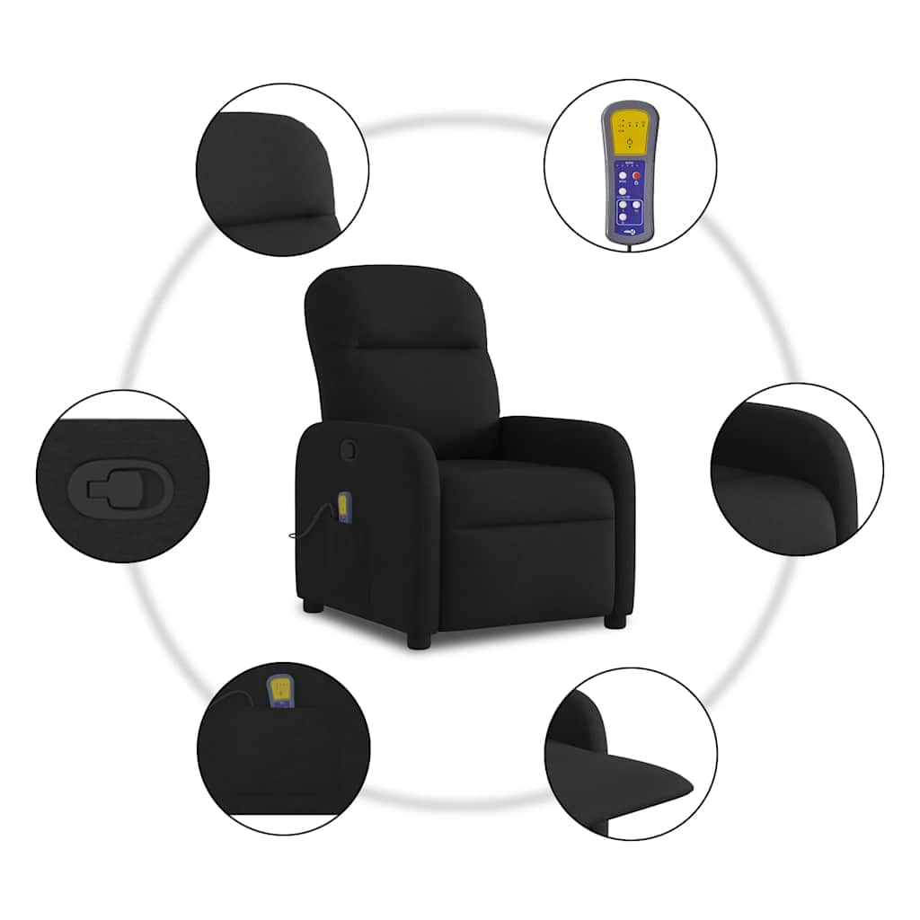 Fauteuil de massage inclinable Noir Tissu
