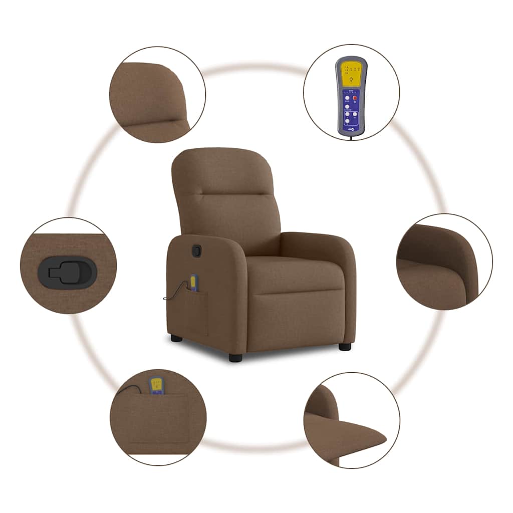 Fauteuil de massage inclinable Marron Tissu - XIOS