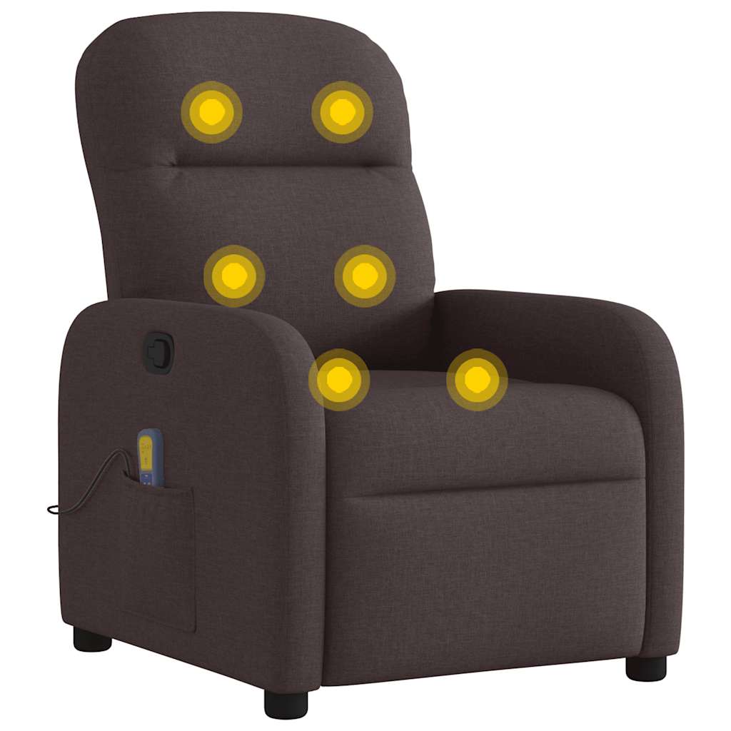 Fauteuil de massage inclinable Marron foncé Tissu - XIOS