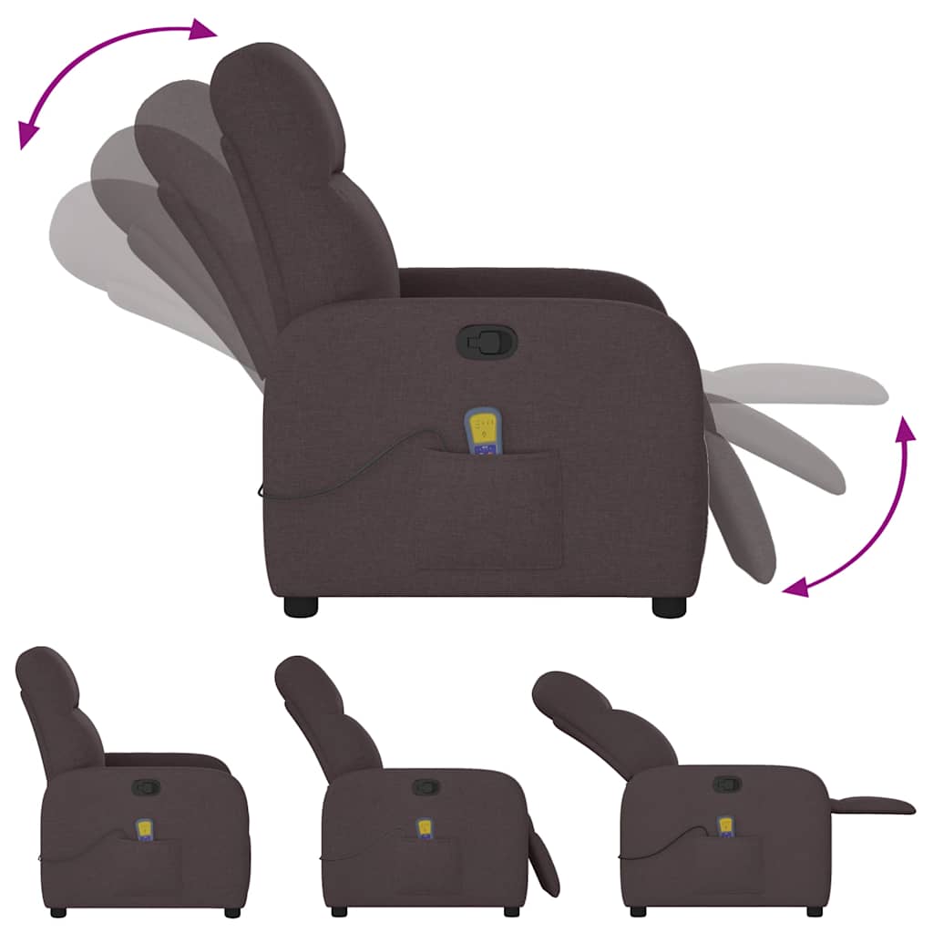 Fauteuil de massage inclinable Marron foncé Tissu - XIOS