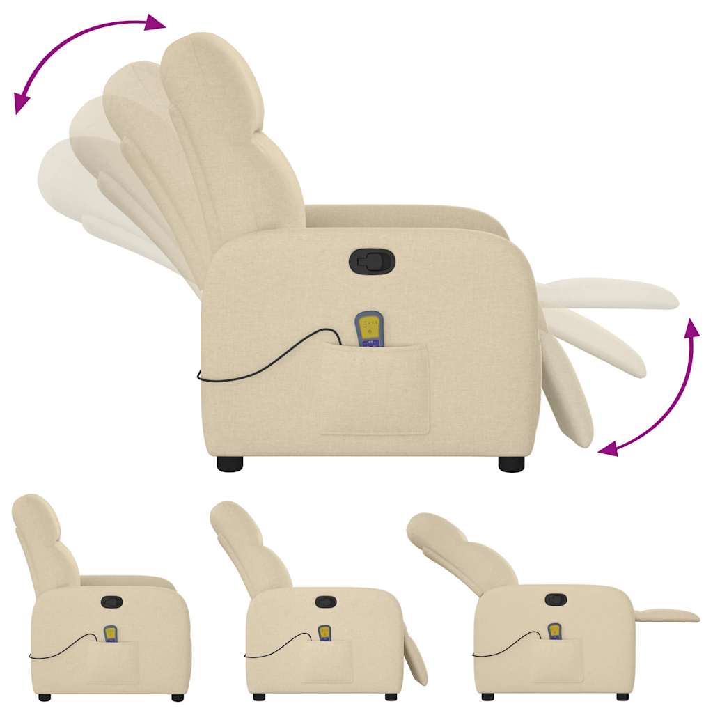 Fauteuil de massage inclinable Crème Tissu