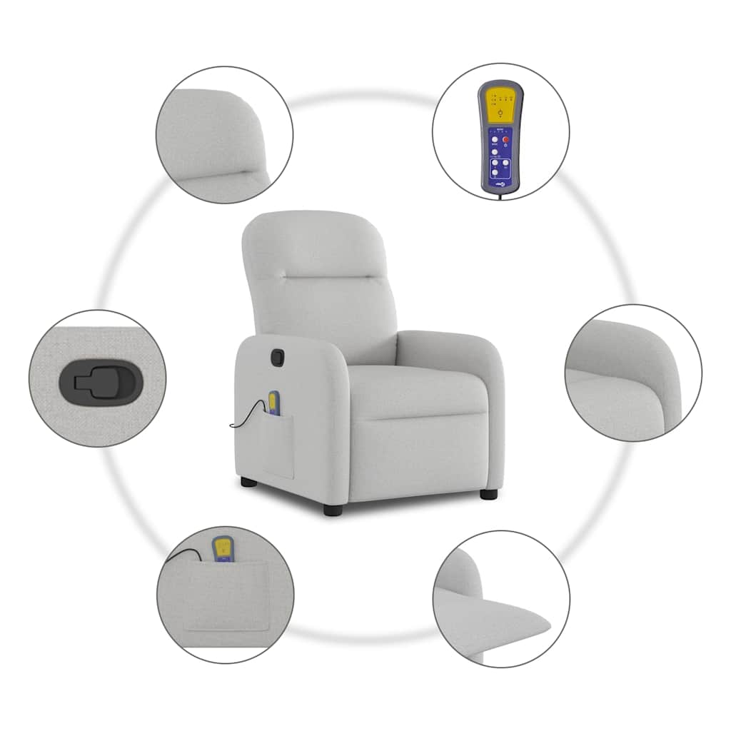 Fauteuil de massage inclinable gris nuage tissu - XIOS