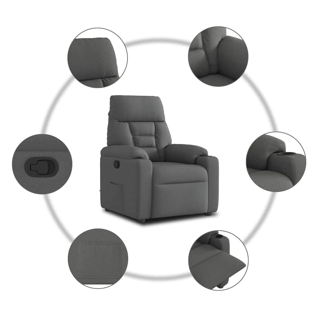 Fauteuil inclinable Gris foncé Tissu