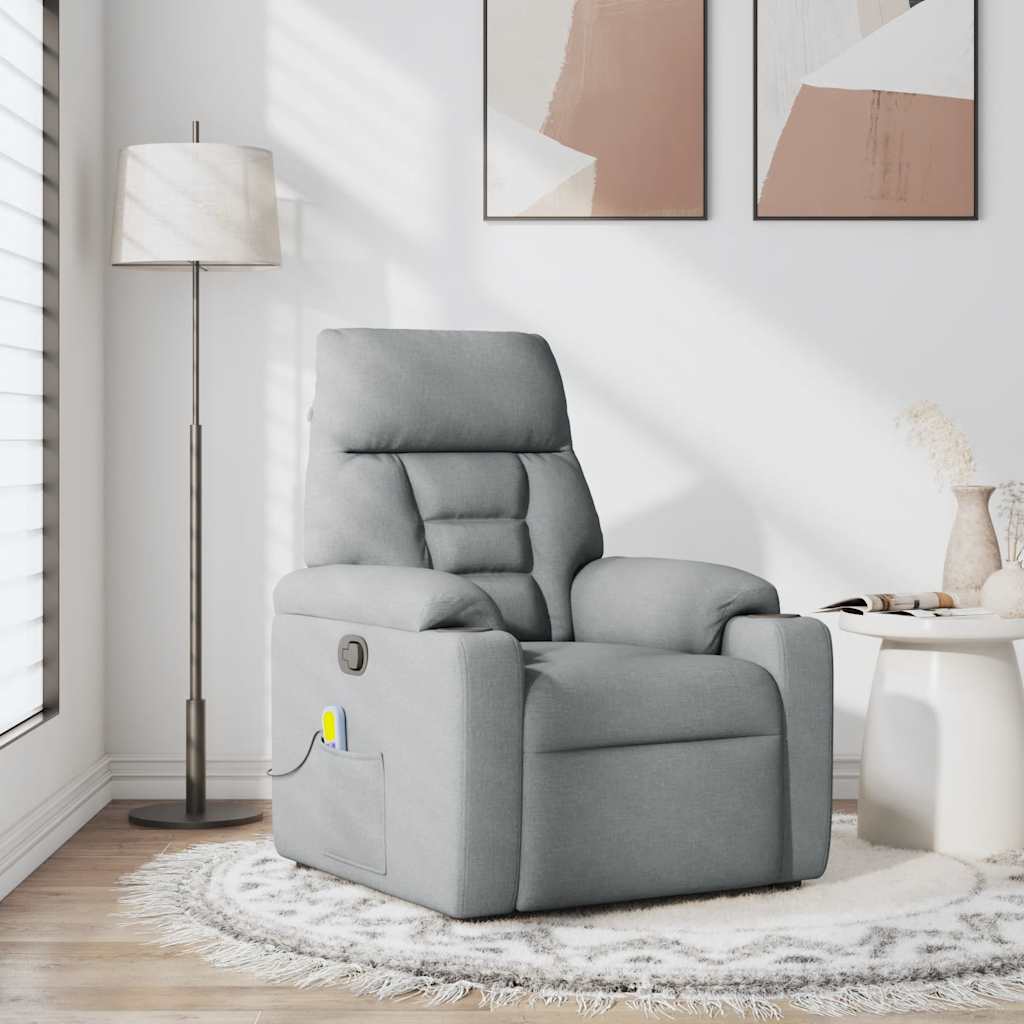 Fauteuil de massage inclinable Gris clair Tissu