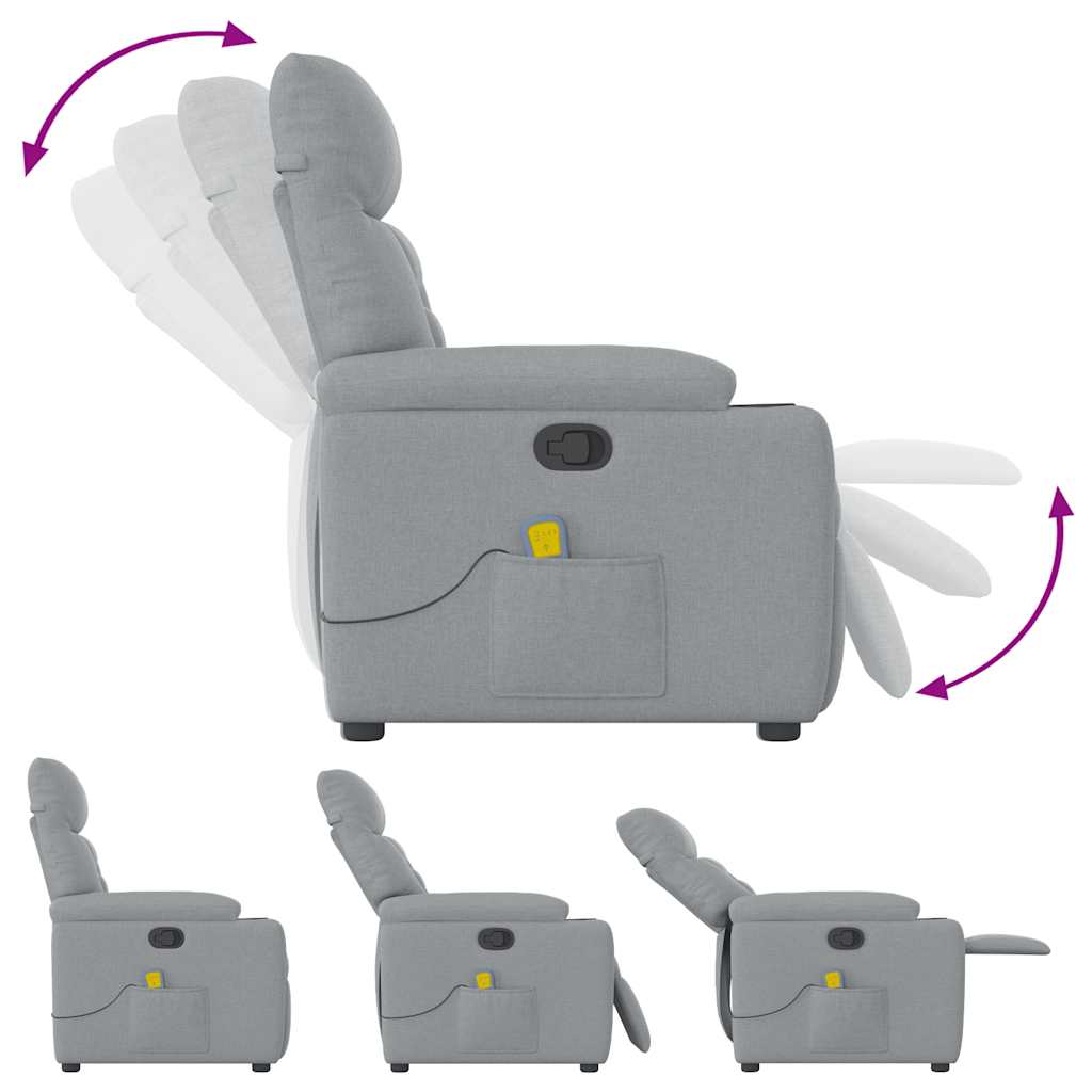 Fauteuil de massage inclinable Gris clair Tissu