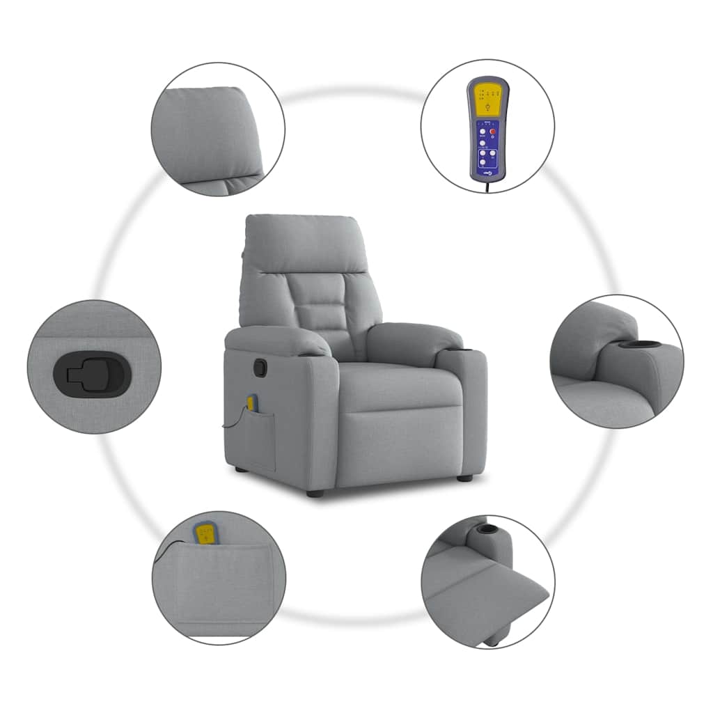 Fauteuil de massage inclinable Gris clair Tissu