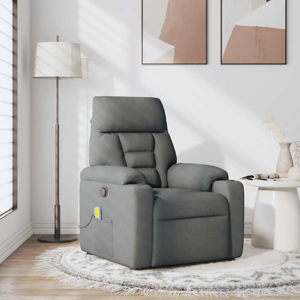 Fauteuil de massage inclinable Gris foncé Tissu