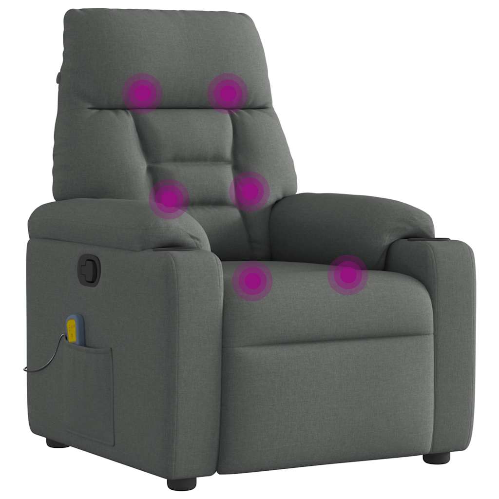 Fauteuil de massage inclinable Gris foncé Tissu