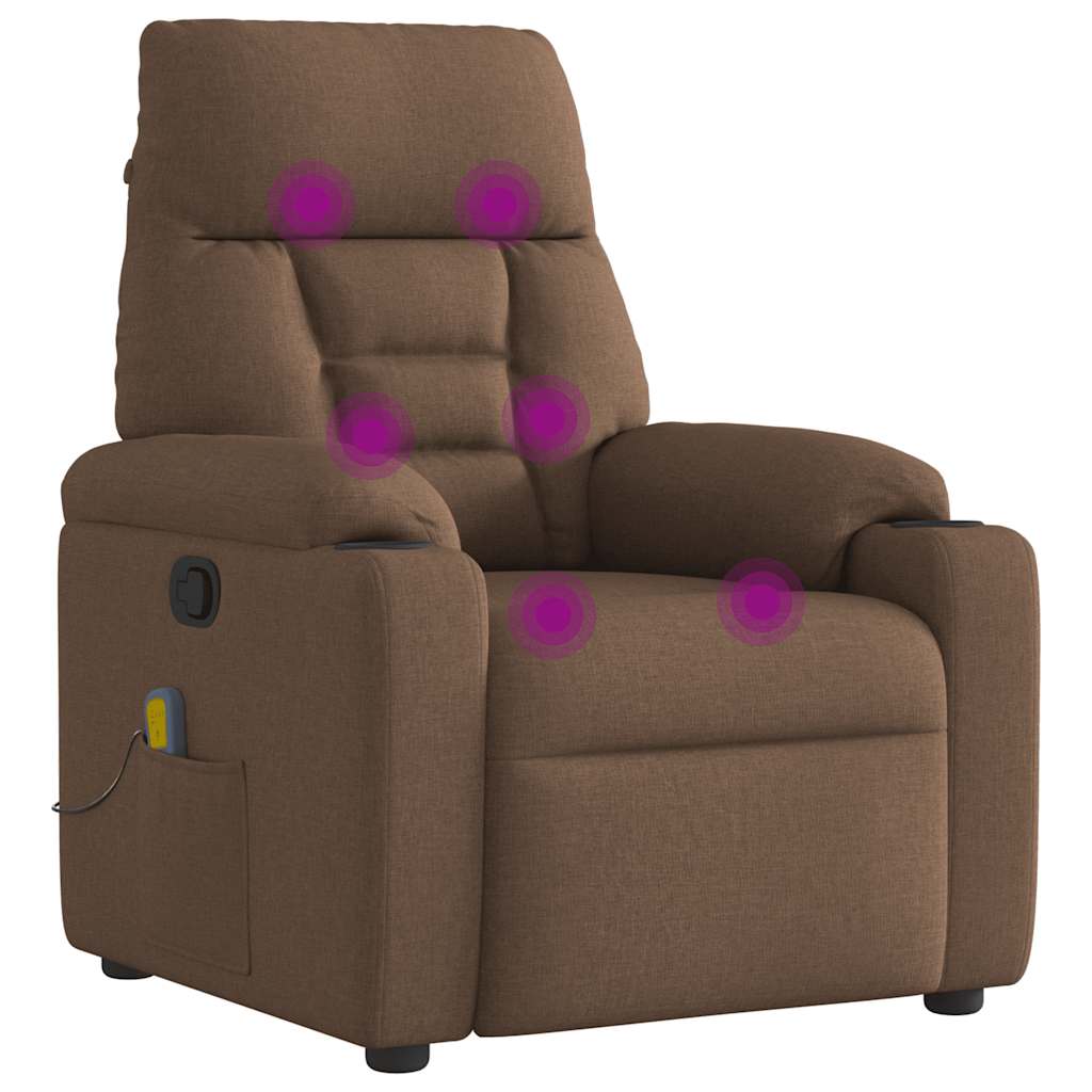 Fauteuil de massage inclinable Marron Tissu