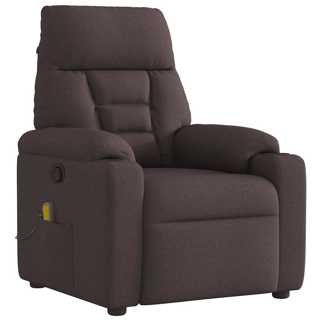Fauteuil de massage inclinable Marron foncé Tissu