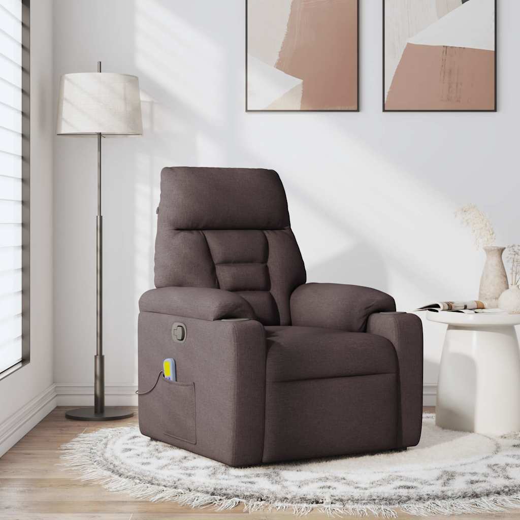 Fauteuil de massage inclinable Marron foncé Tissu