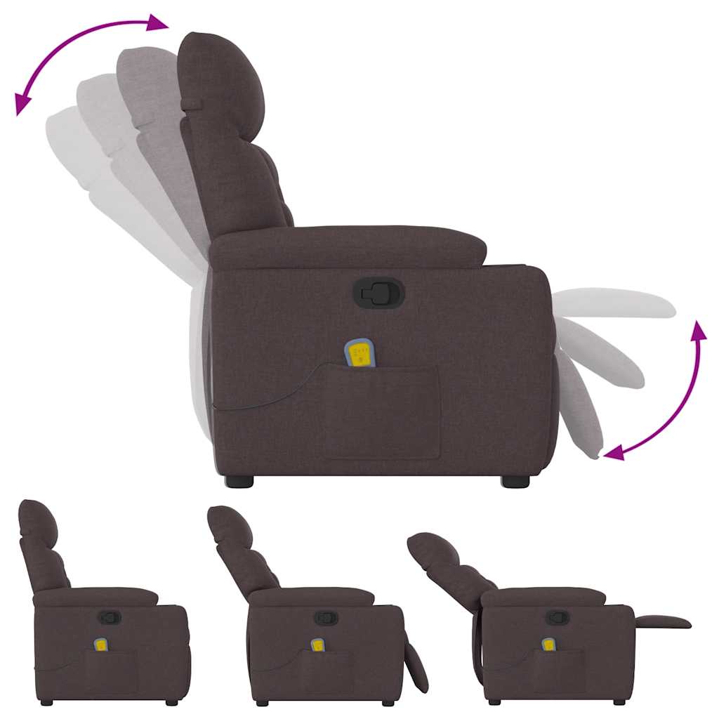 Fauteuil de massage inclinable Marron foncé Tissu