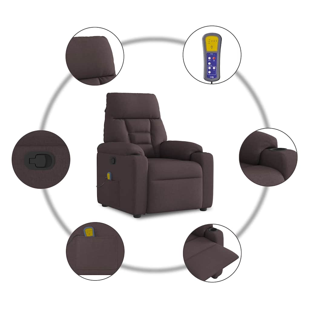 Fauteuil de massage inclinable Marron foncé Tissu