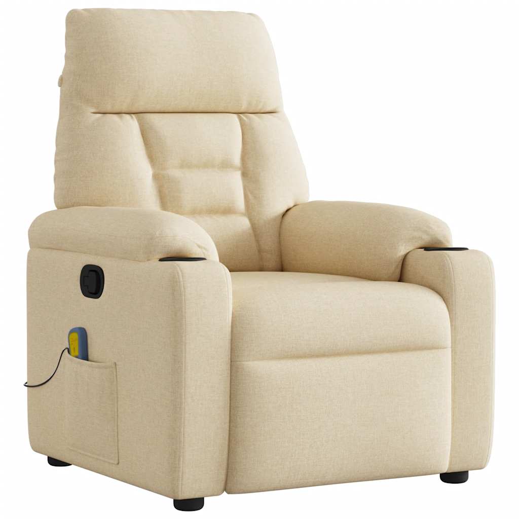 Fauteuil de massage inclinable Crème Tissu Fauteuils vidaXL