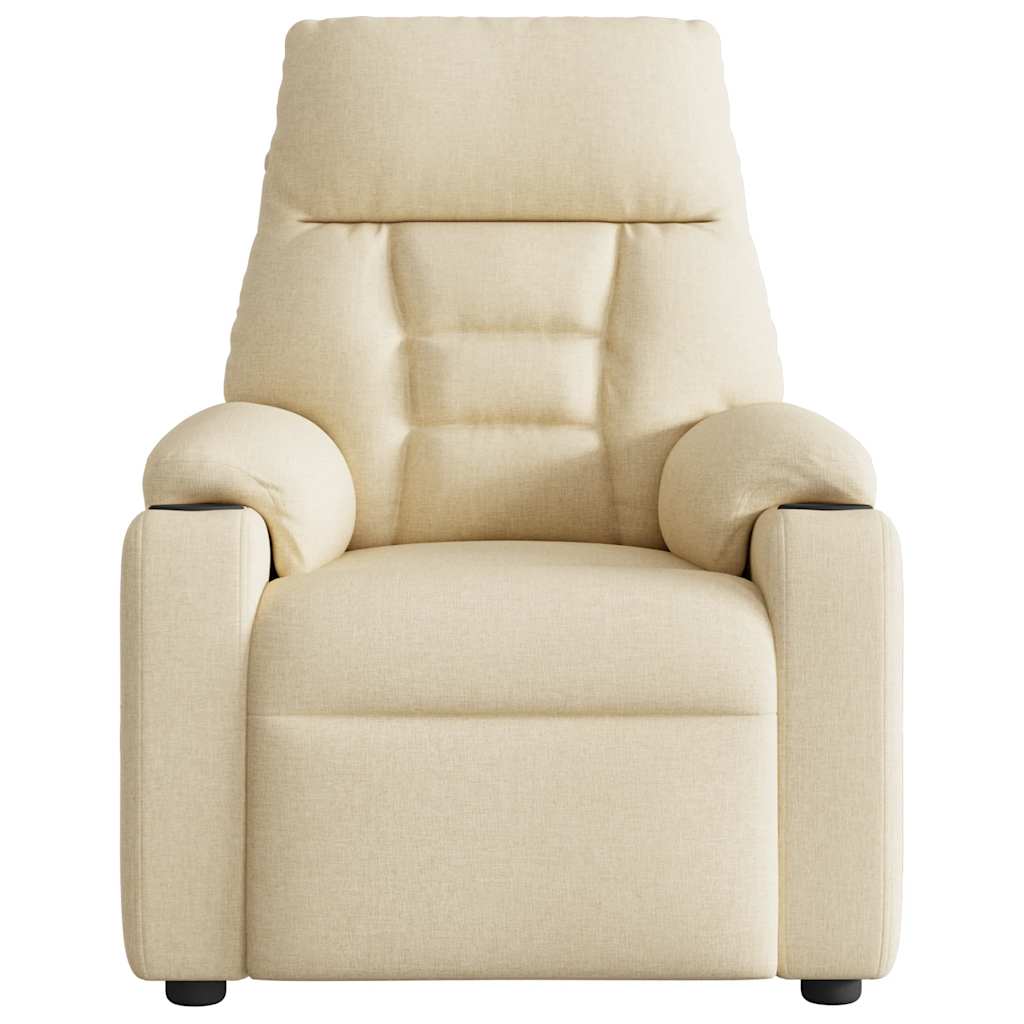 Fauteuil de massage inclinable Crème Tissu Fauteuils vidaXL