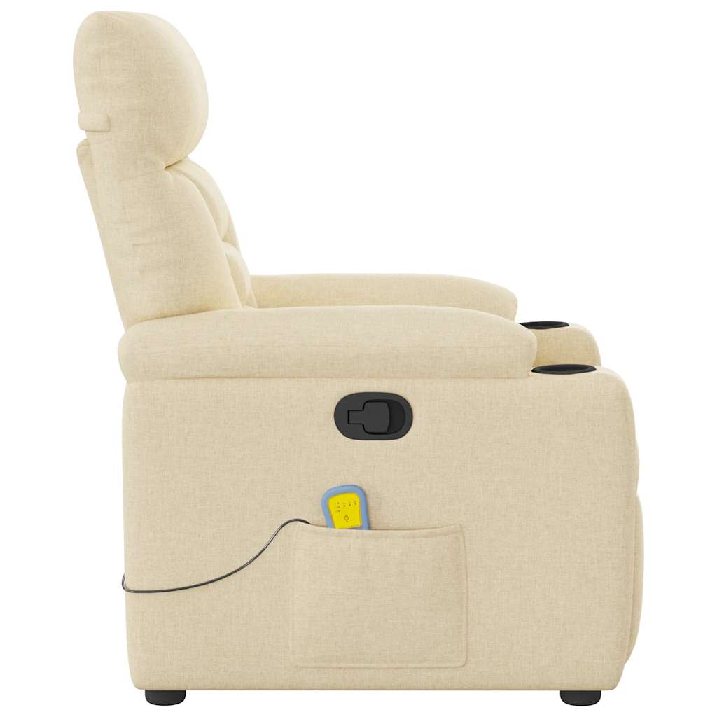 Fauteuil de massage inclinable Crème Tissu Fauteuils vidaXL