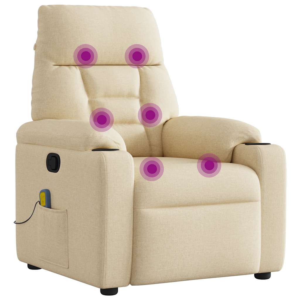 Fauteuil de massage inclinable Crème Tissu Fauteuils vidaXL