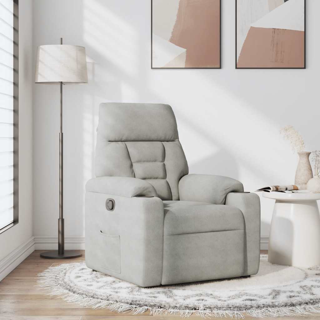 Fauteuil inclinable gris clair tissu microfibre