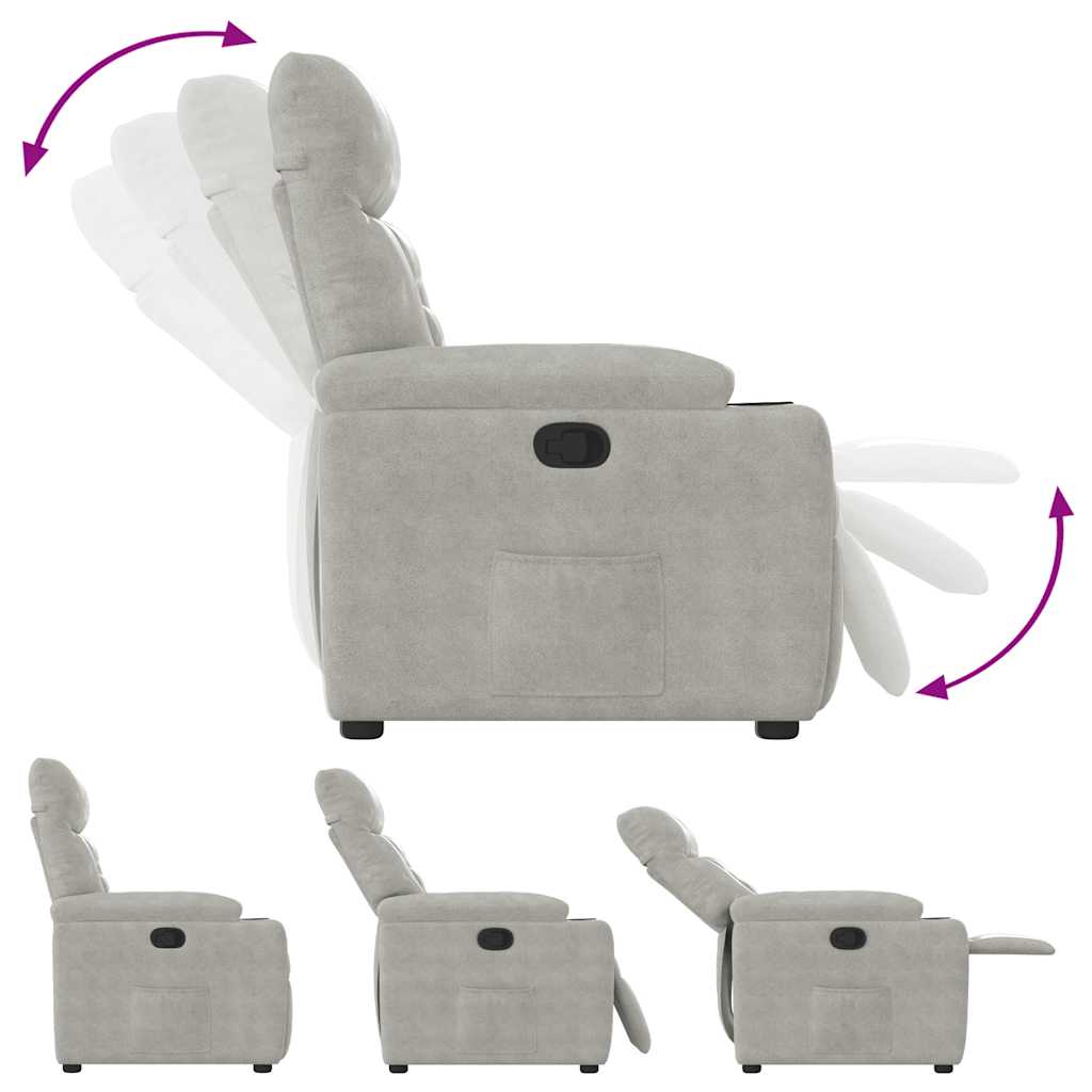 Fauteuil inclinable gris clair tissu microfibre
