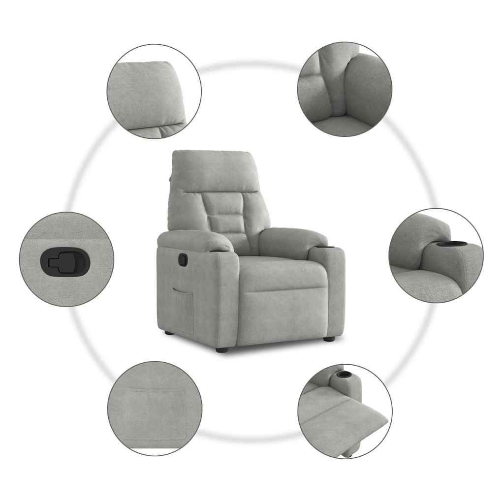 Fauteuil inclinable gris clair tissu microfibre