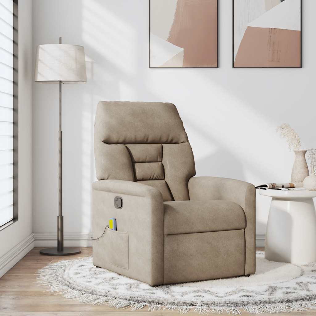 Fauteuil inclinable de massage taupe tissu microfibre
