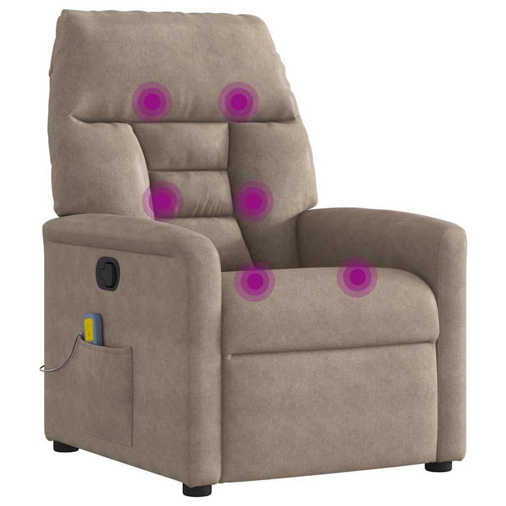 Fauteuil inclinable de massage taupe tissu microfibre