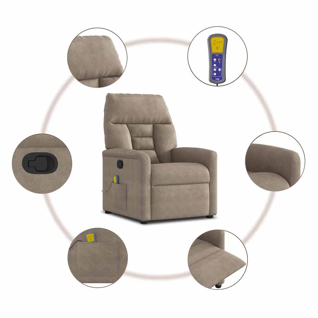 Fauteuil inclinable de massage taupe tissu microfibre