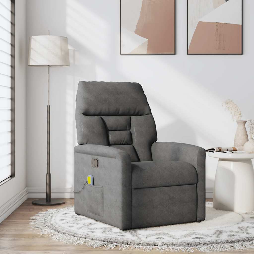 Fauteuil inclinable de massage gris foncé tissu microfibre - XIOS
