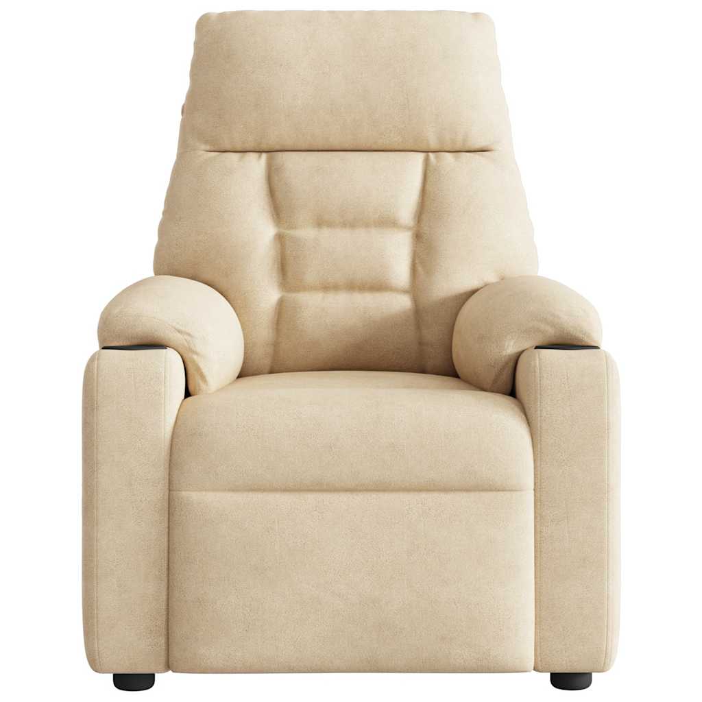 Fauteuil inclinable de massage crème tissu microfibre