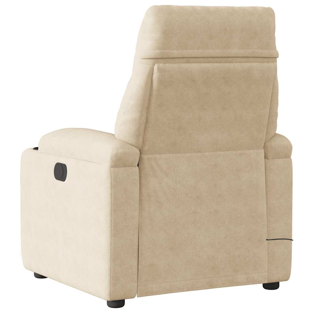 Fauteuil inclinable de massage crème tissu microfibre