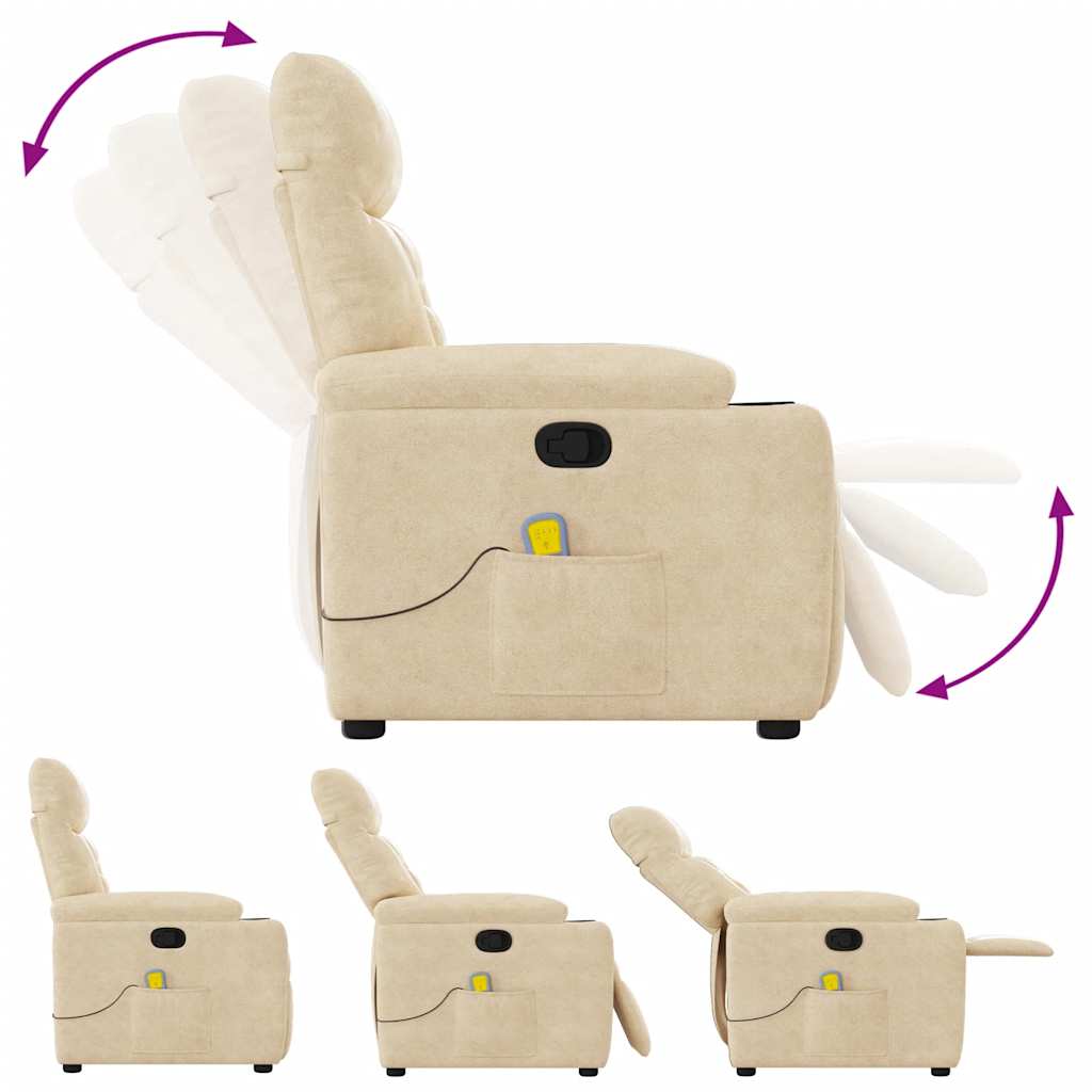 Fauteuil inclinable de massage crème tissu microfibre
