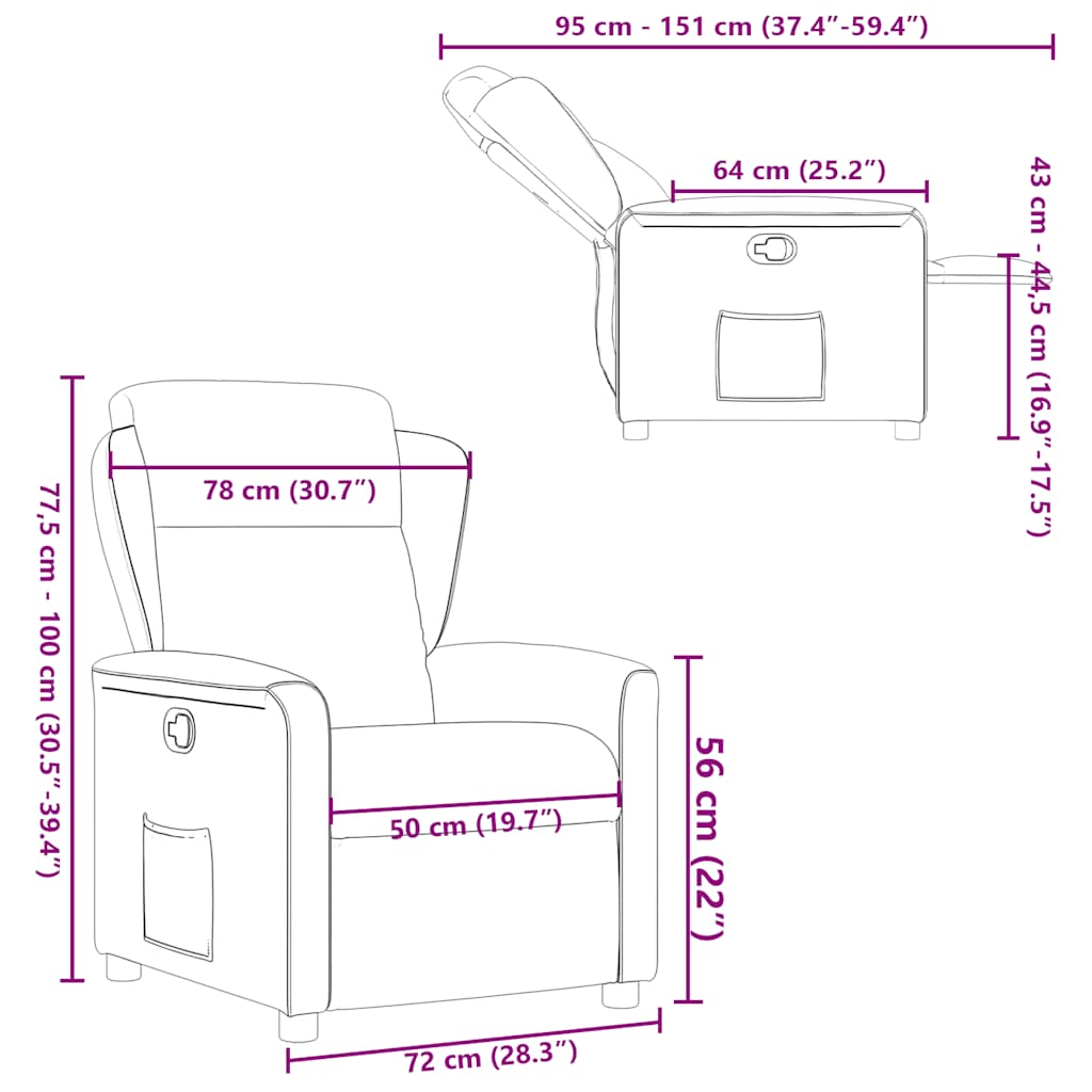 Fauteuil inclinable Gris foncé Tissu - XIOS