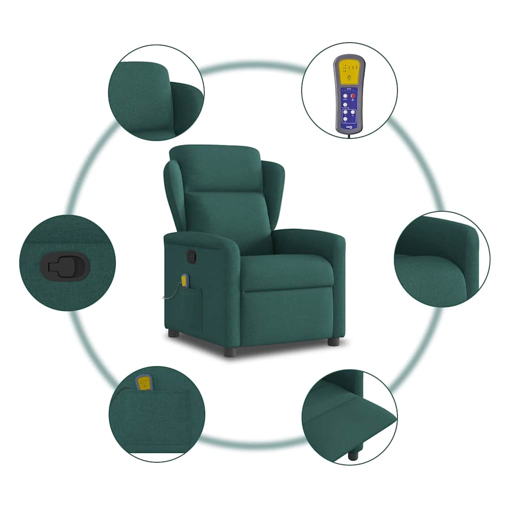 Fauteuil de massage inclinable Vert foncé Tissu - XIOS