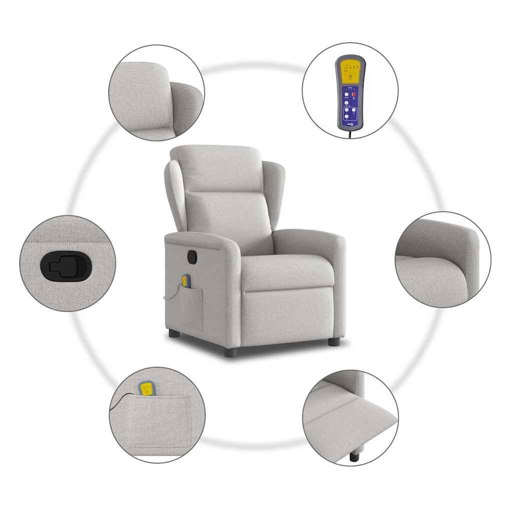 Fauteuil de massage inclinable gris nuage tissu - XIOS
